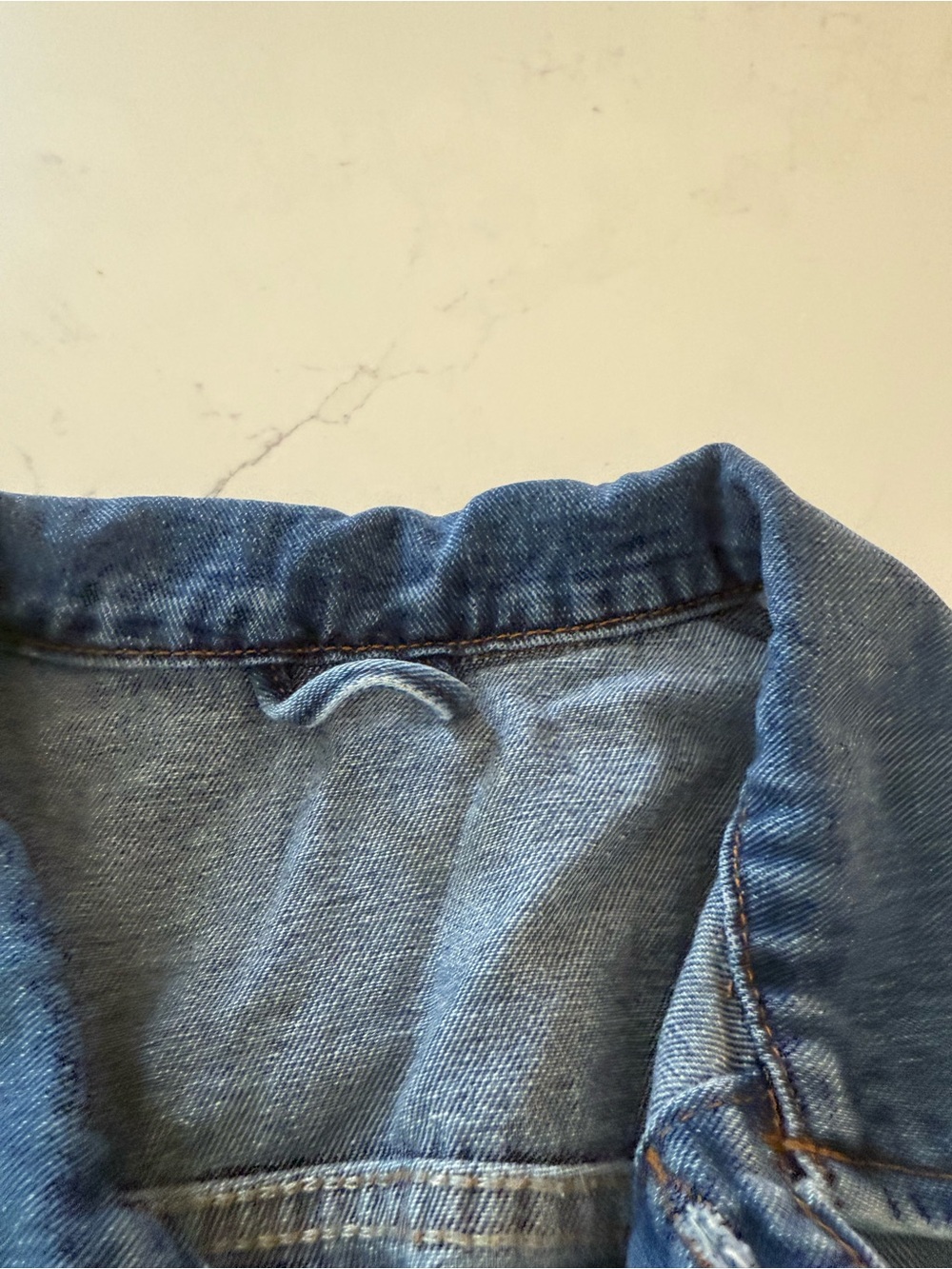 Sleeveless Denim Button-Up Vest in Two-Tone Blue - Picture 6 of 6